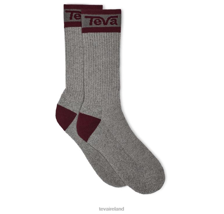 Teva Socks Varsity Crew Socks 6TN4R56 Grey-Burgundy